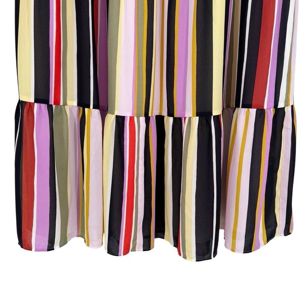 LOFT Striped Tiered Midi Skirt Multicolor Pull-On Flowy Summer Skirt Large NWT‎ - Picture 7 of 12